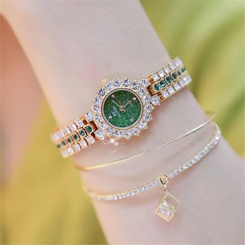 WOMEN LADIES BLING DIAMONDS CRYSTAL STRAP GOLD WATCH FASHION LUXURY WOMEN CLOCK ANALOG QUARTZ WRISTWATCHES GREEN JADE BRACELET