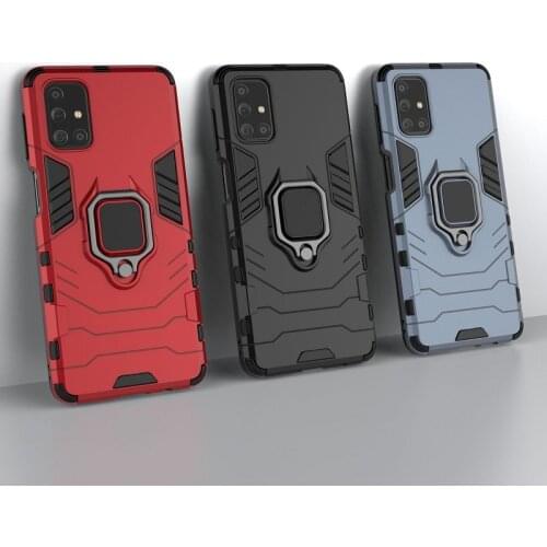 For Samsung A51 A71 A31 A52 A72 Galaxy S20 Armor Mobile Phone Case Magnetic Finger Ring Bracket Anti-fall Protective Cover