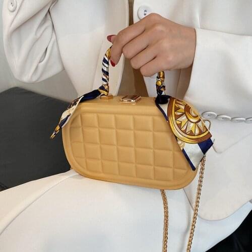 Designer Women Small Clip Shoulder Bags Female PU Leather Plaid Crossbody Bags 2021 Thick Chain Box Bag Handbags Evening Clutch