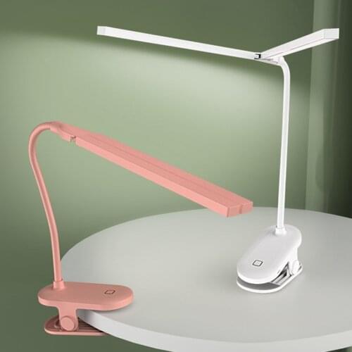 1 PCS 2.5W 5V Double Lamp Clip Desk Lamp LED Student Mini Creative Charging USB Dormitory Study Bedroom Reading Night Lamp