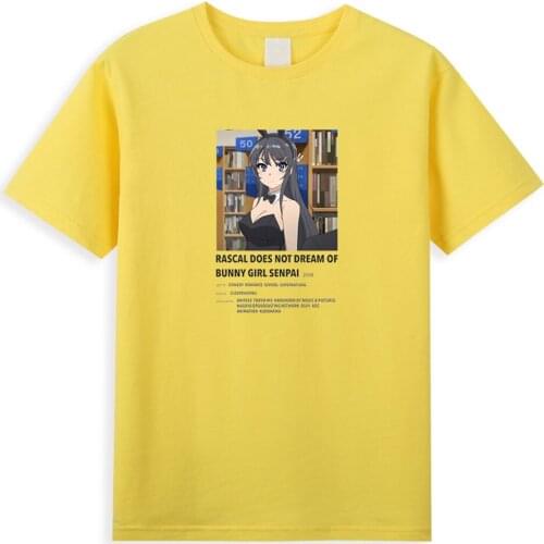 Japanese Anime Printed Mens T-Shirts Rascal Does Not Dream Of Bunny Girl Senpai T Shirts Harajuku Urban Trend Tops Hipster Tee