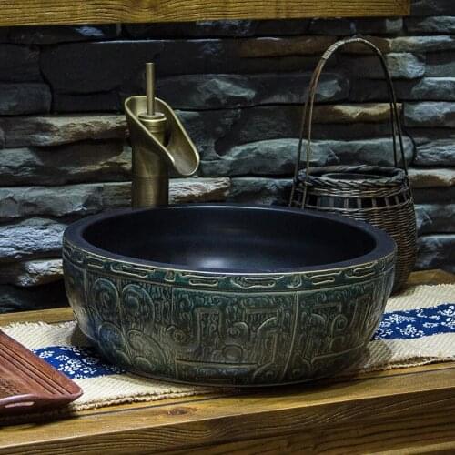 Artistic hand maded hand painted ceramic porcelain wash basin lavabo sink Bathroom sink hand painted ceramic bowls