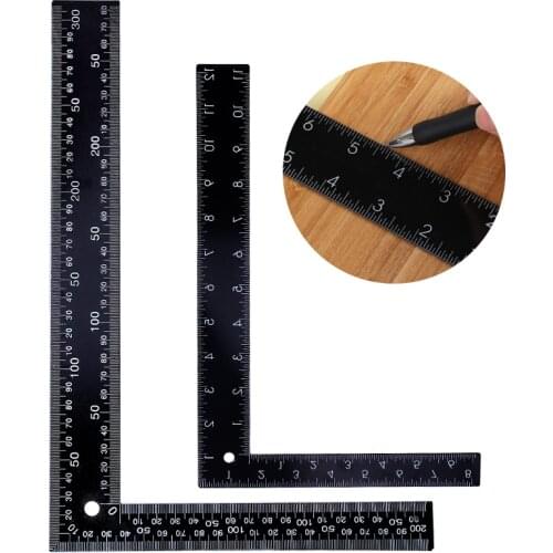 Nonvor High Quality Metal L Shaped Design Measuring Ruler Black Iron Square Large and Black Iron Square Trumpet Measuring Ruler