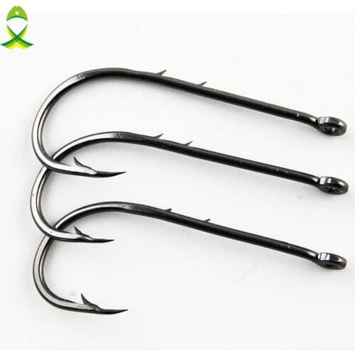 JSM 100pcs 92247 High Carbon Steel Fishing Hooks Sliced Shank Baitholder Barbed Bait Fishing Hook Size 4#-9/0