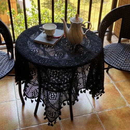 Pastoral Classical Cotton Handmade Crochet Square Tablecloth Bedroom Balcony Corridor Tea Party Round Table Piano Cover Cloth