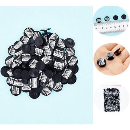 100/500/1000 Pcs DIY Black Printed Plastic Black Buttons Round Shoe Charms Buckles Accessories