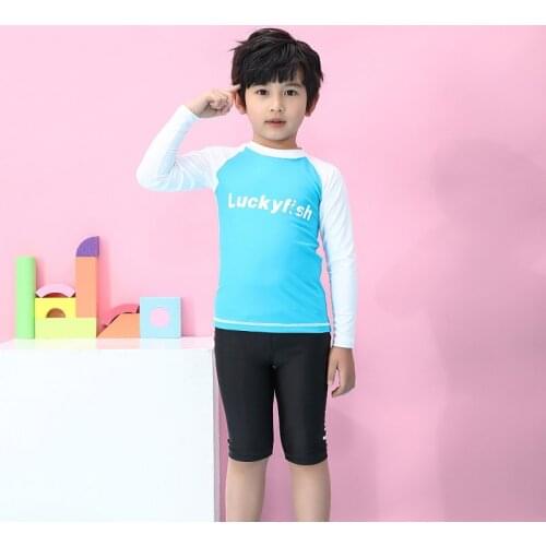 2021 New Children Swimsuit Long Sleeve Sun Protection Quick Dry Surfing Diving Suit Baby Boy Swimwear Swim Trunks Two Piece Set
