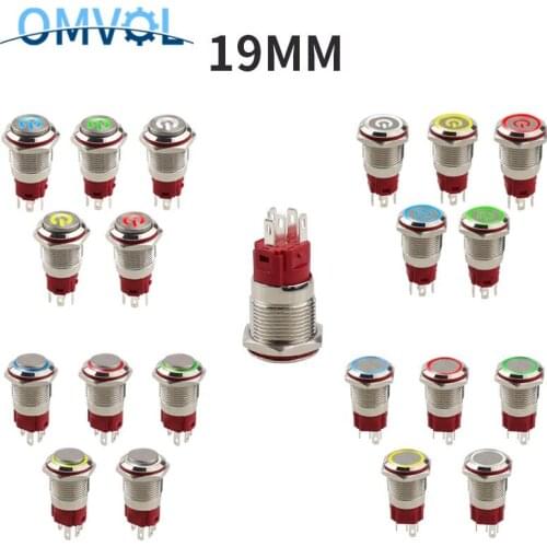 19mm Metal LED indicator Light press push button switches reset Momentary/Latching self lock Car power ring 5V 220V Start Button