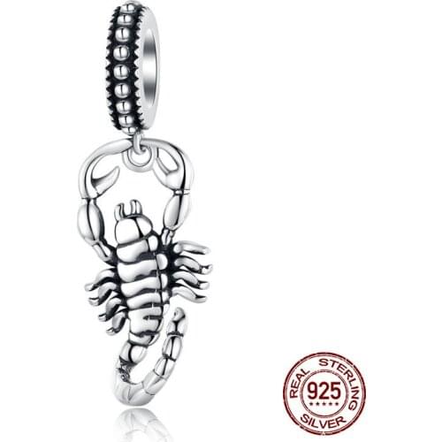 New scorpio necklace pendant fit 3MM bracelet charm 925 sterling silver beads for women fashion silver jewelry making
