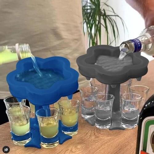 Glasses 6 Shot Dispenser Holders for Wine Beer Liquor Beverage Subpackage Rack Party Beverage Drinking Games Bar Filling Tool