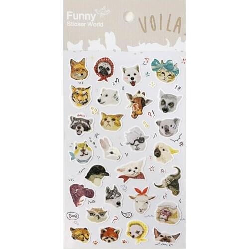 Origin Korea Funny Scrapbooking High Quality Paper Sticker Animal Head DIY Diary Hobby Craft Decoration Homehold Supplies