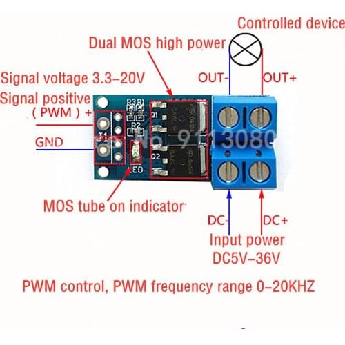High Power MOS Tube Field Effect Switch Trigger Switch Driver Module PWM Adjustable Electronic Switch Control Board