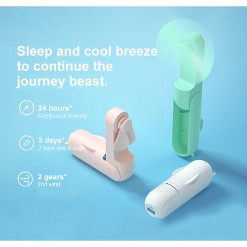 Mini Pocket Handheld Fan USB Rechargeable 2000mAh Battery Operated Portable Foldable Personal Fan with Power Bank Function