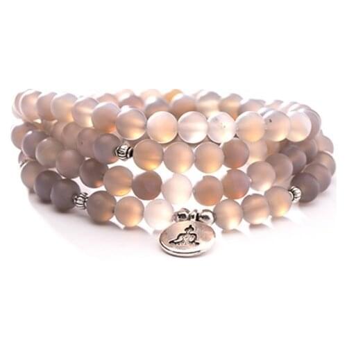 Pink 108 beads 8mm elastic adjustable Lotus life tree Buddha OM eye Chakra Reiki agate Onyx Yoga Bracelet necklace ioljh3