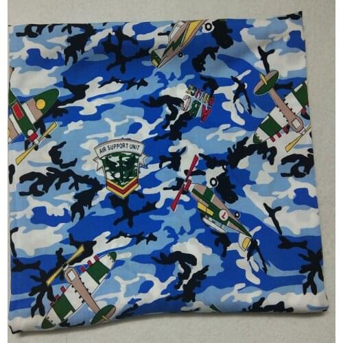 100x140cm Pretty Ocean Blue Camouflage Plane Rayon Fabric Viscose Smooth Soft Fabric Summer Shirt Baby Cloth Dress pajamas