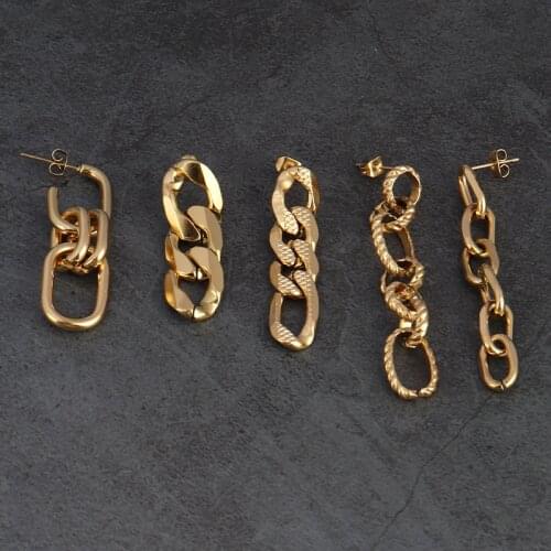 Stainless Steel Earrings Jewelry For Women Geometric Earrings Chain Earrings For Women Unusual Earrings 2021 Trend Drop Earing