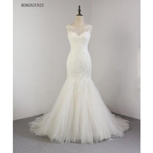 Wedding Dresses 2019 Mermaid Appliques V-neck Lace Vestido De Noiva Custom Made Long Ivory Wedding Dress