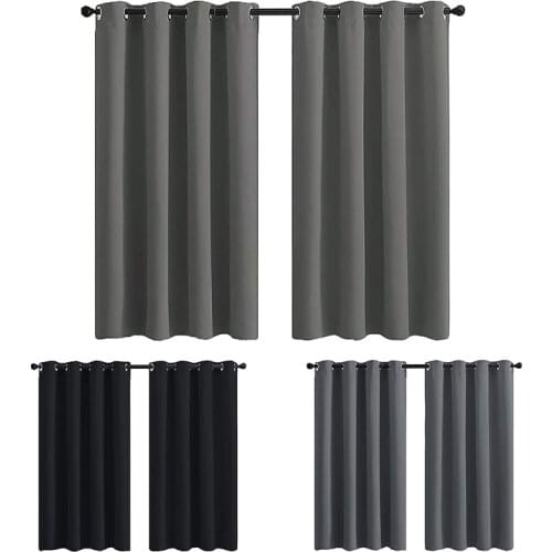 1 Set/2 Pieces Blackout Curtain Panels Thermal Insulated Grommet Blackout Curtains for Bedroom Darkening Bedroom and Living Room