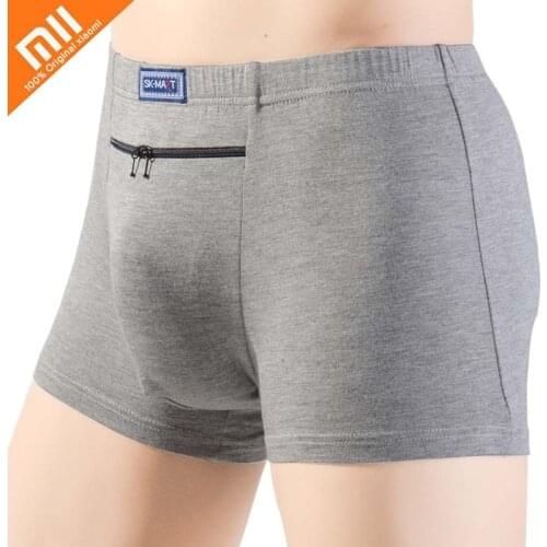 Xiaomi 4pcs Mens Anti-theft Underwear Double Zip Pocket Men Panties Modal Comfortable Breathable Sexy Boxer Big Size L-7XL