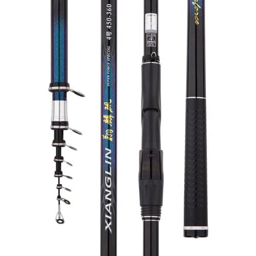 3# 4# 5# Rock Fishing Rod 4.5M 5.4M 6.3M Distance Throwing Pole Carbon Fiber Positioning Telescopic Fishing Canne with Reel