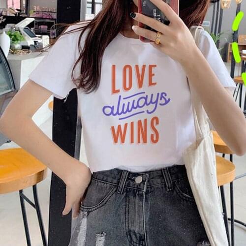 Street t- shirt Love Wins Women T Shirt gay love is love women rainbow top t-shirt kawaii Streetwear femme Top Tees