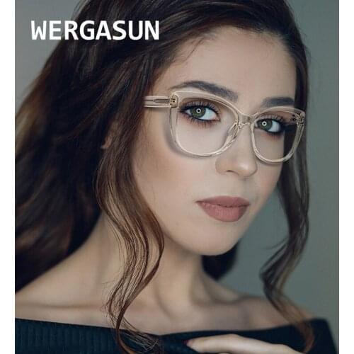 WERGASUN Transparent Computer Glasses Frame Women Men Anti Blue Light Eyewear Blocking Glasses Optical Spectacle Eyeglass
