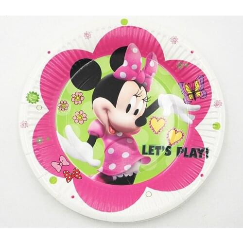 10pcs/set 7inch Minnie Mouse Plate Children Party Supplies Theme Kids Funny Hot Birthday Party Decoration