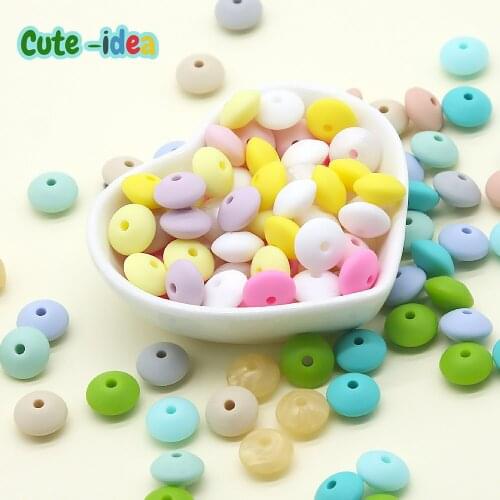 Cute-idea 10pcs Lentil Silicone Beads BPA Free for baby products Teething Pacifier Chain Accessorise Baby Teether Toys