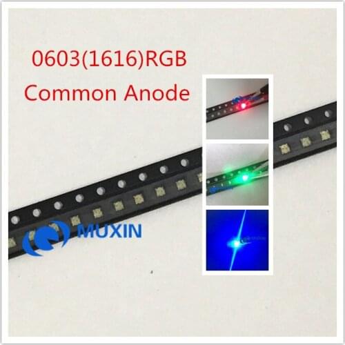 1000PCS/Lot SMD 0603 RGB Common Anode Led 0603 RGB LED Diode 4-Bin Size:1.6*1.6*0.55mm colorful Red/Green/Blue 1615