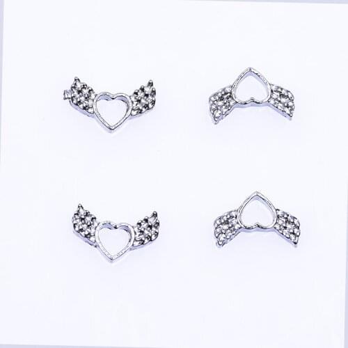 20Pcs/Lot Alloy Lovely Heart Wings Floating Charms Glass Living Locket Earrings Bracelet Jewelry DIY Accessories