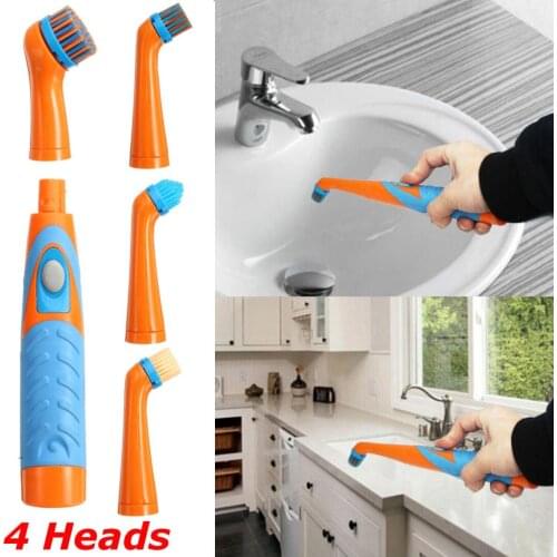 26CM Newest Super Sonic Scrubber Electric Cleaning Brush Household All Purpose W/4Heads Random Color 2019 new