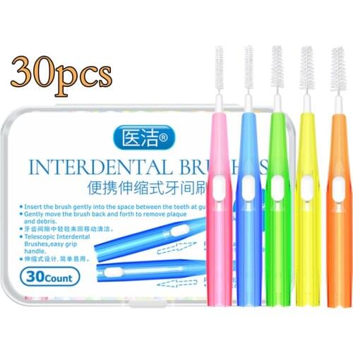 30pcs I shape Interdental brush 0.6-1.5mm toothpick dental floss brush cleaning between teeth orthodontic toothbrush oral care
