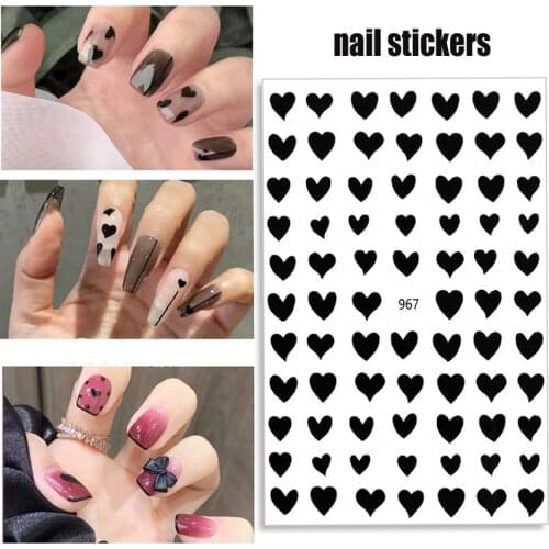 3D Nail Sticker Valentiness Day Love Heart Pattern Nail Decals Slider DIY Nail Art Decoration Nail Accesoires 7 Colors NEW