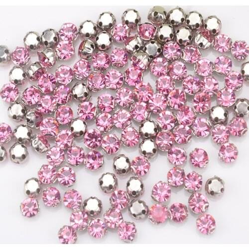 5Mm 500Pcs Sewing Pink Zircon Crystals D Claw Rhinestones Bridal Diamond Appliques Diy Stones Flat Back Strass For Dress Shoes