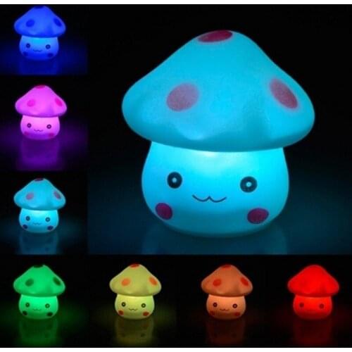 7-Color LED Novelty Lamp Roomlight Mushroom Light Changing Kids Loved Night Lights Romantic Mushroom Lighting Cute Lamp Decor