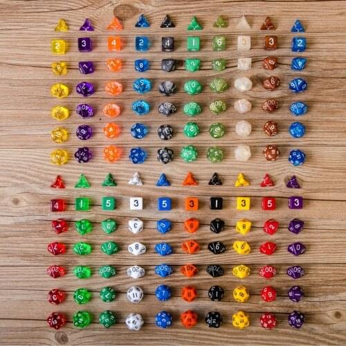 7 Pieces/Bag Acrylic Creative 4+6+8+10x2+12+20 Faces DND Life Counting Board Games Dice For MGT/Poker Games