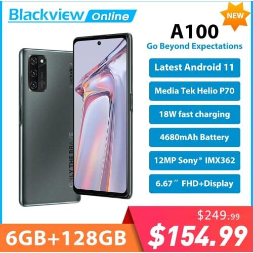 Blackview A100 Mobile Phone FHD 6.67" 6GB+128GB Helio P70 Octa Core Face ID Cellura NFC Android 11 Smartphone 4g Ite