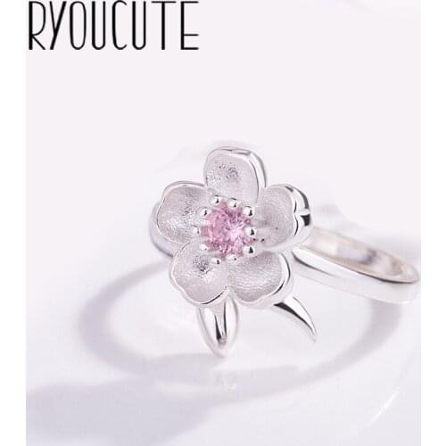 Bohemian New Silver Color Zirconia Flower Rings for Women Gift Adjustable Size Antique Ring Wedding Jewelry Wholesale