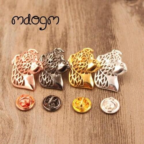 Mdogm American Staffordshire Terrier Brooches And Pins Suit Cute Funny Metal Small Father Collar Badges Gift For Male Men B051