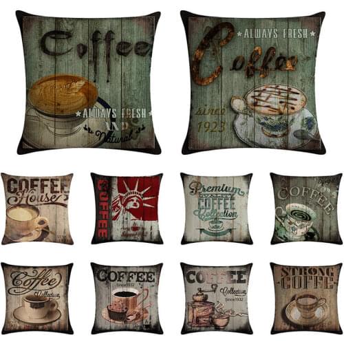 Coffee Appliance Decorative Cushions For Sofa Seat Cushion CoverKettle Coffee Beans Printed Home Decor Throw Pillow Cover 1509