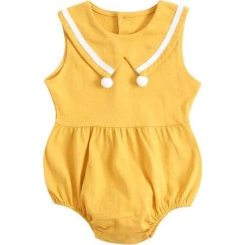 Baby Sleeveless Romper Navy Collar Bodysuit Summer Cotton Jumpsuit 0-36Months 87HD
