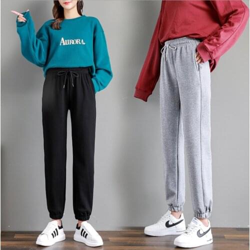 Joggers Cotton Sweatpants Women Casual Harem Pants Loose Elastic Trousers Women Sports Sweat Pants Female nB638