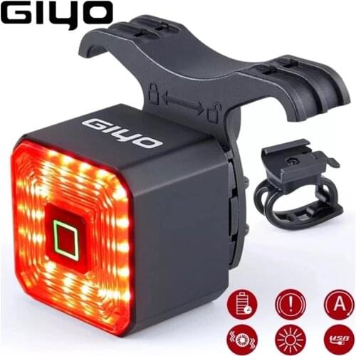GIYO Smart Bicycle Lighting Rear Taillight Bicycle Lantern LED Safety Flashlight Brake Cycling Lamp USB Charge Bike Accessories