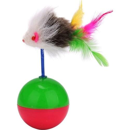 New Pet Dog Cat Play Tumbler False Mouse Toy Feather Ball Activity Toy Teaser Outdoor Play Activity Training Toy