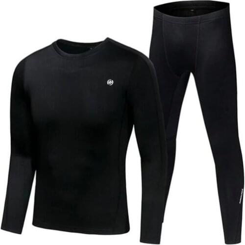 Motorcycle Thermal Underwear Set Mens Motorcycle Skiing Winter Warm Base Layers Tight Round Neck Long Johns Tops & Pants Set