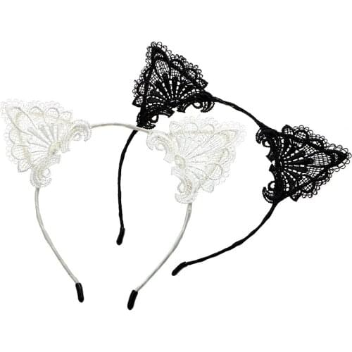 IKOKY Fetish Sexy Cat Ears Lace Headband SM Bondage Roleplay Adult Games Erotic Toys For Women Lesbian Sex Products