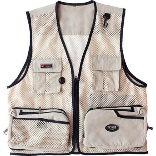 Men Summer Vest Outdoor Multi-pockets Photography Men Fishing Vest Mesh Male Vest Men Fishing Waistcoat Photography Clothing