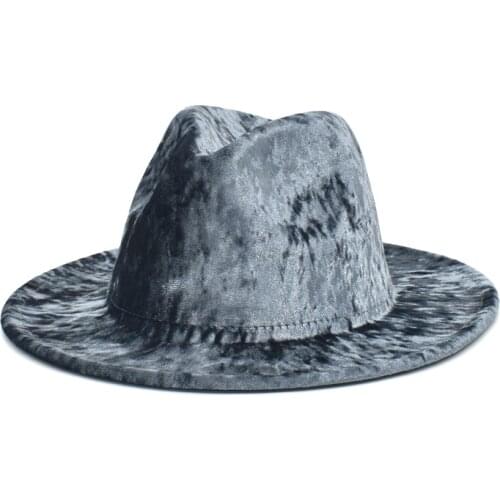 FUODRAO New Fashion Golden Velvet Fedoras Women Jazz Hat Wide Brim Vintage Men Cowboy Hat Party Elegant Ladies Panama G1