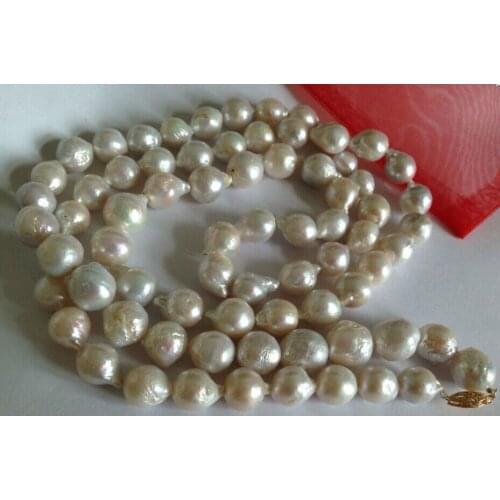 NEW 10-11mm Australian south sea baroque white pearl necklace 36inch