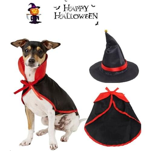 New Halloween Cloak Suit Dog Cloak Pet Cat Cape Hat Set Decoration